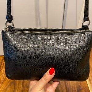 Coach black leather cross body purse - like new